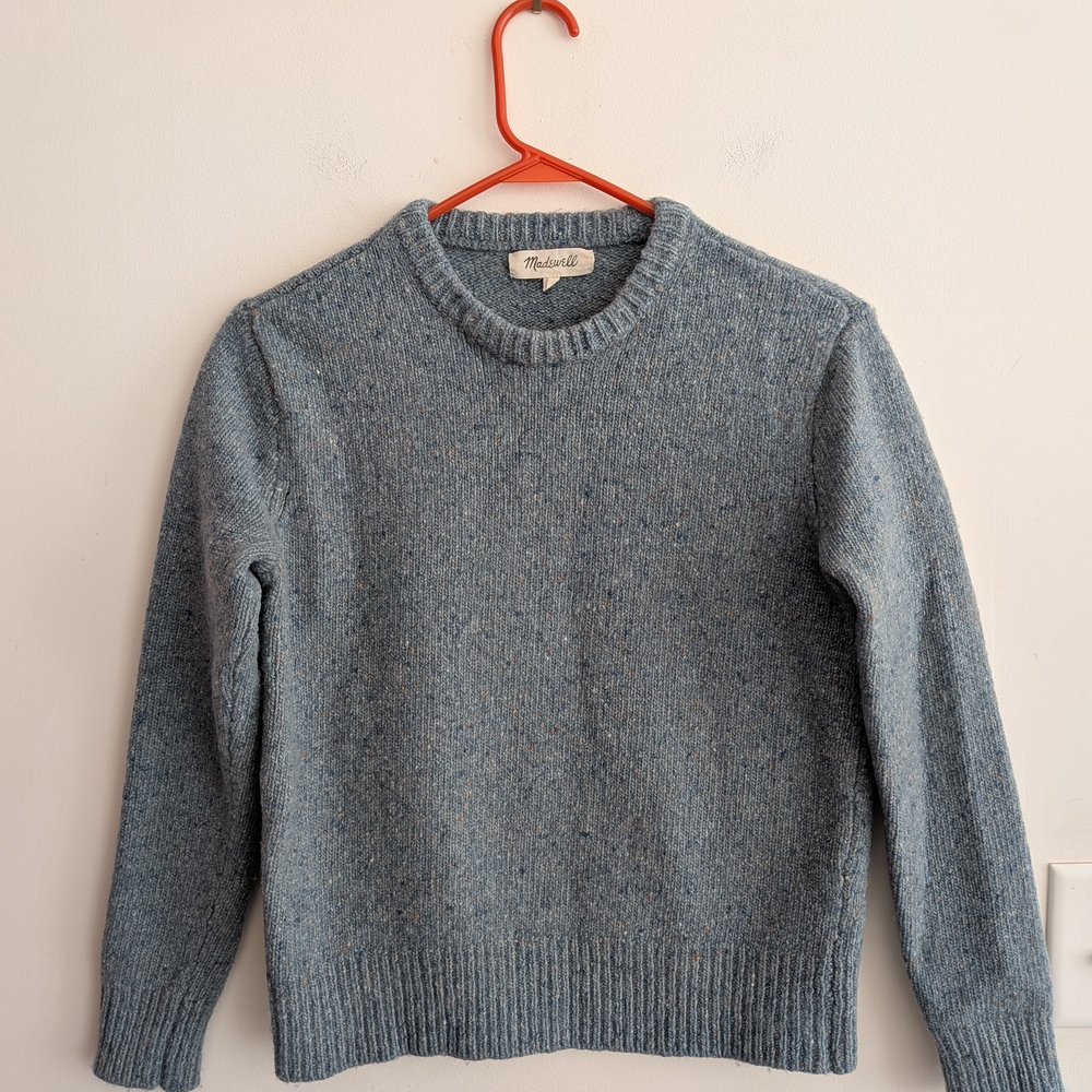Women's Madewell Blue Orange Fleck Crewneck Sweater Size M